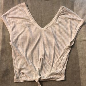 Lululemon White Mesh Tie-Back Top